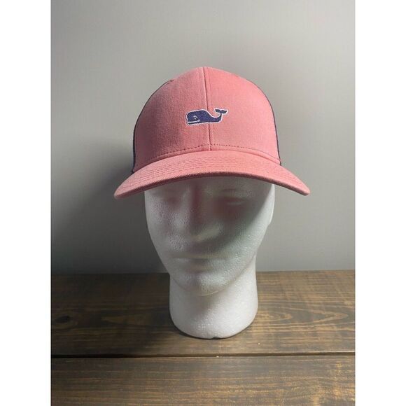 Vineyard Vines Cap Unisex Adjustable Pink/Salmon/Navy Whale Truckers Hat Mesh - Picture 8 of 8